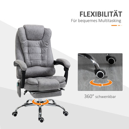 Ergonomisks biroja krēsls ar masāžu, atgāšanas funkciju un apsildi, pelēks