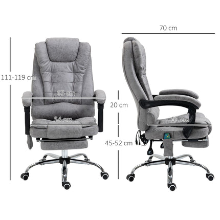Ergonomisks biroja krēsls ar masāžu, atgāšanas funkciju un apsildi, pelēks