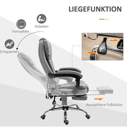 Ergonomisks biroja krēsls ar masāžu, atgāšanas funkciju un apsildi, pelēks