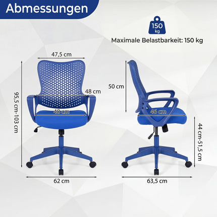Ergonomisks biroja krēsls ar sieta atzveltni, regulējams augstums