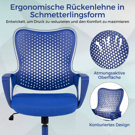 Ergonomisks biroja krēsls ar sieta atzveltni, regulējams augstums