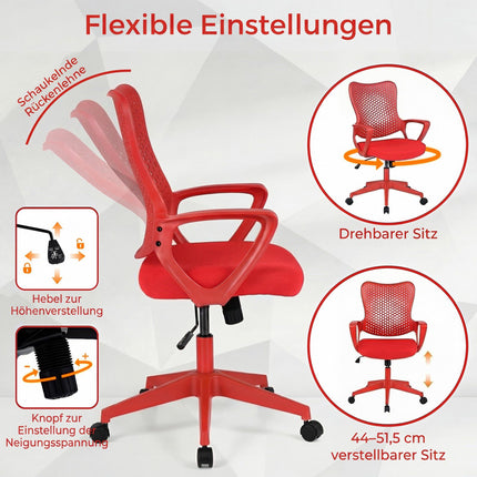 Ergonomisks biroja krēsls ar sieta atzveltni, regulējams augstums
