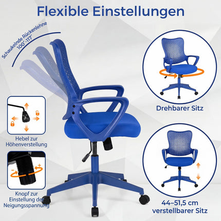 Ergonomisks biroja krēsls ar sieta atzveltni, regulējams augstums