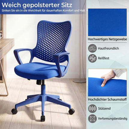Ergonomisks biroja krēsls ar sieta atzveltni, regulējams augstums