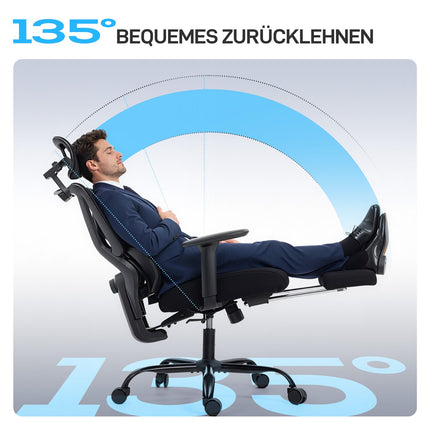 Ergonomisks biroja krēsls ar sietu, jostasvietas atbalstu, regulējamu galvas balstu