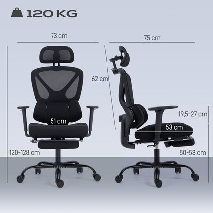 Ergonomisks biroja krēsls ar sietu, jostasvietas atbalstu, regulējamu galvas balstu