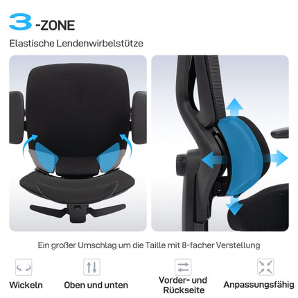 Ergonomisks biroja krēsls ar sietu, jostasvietas atbalstu, regulējamu galvas balstu
