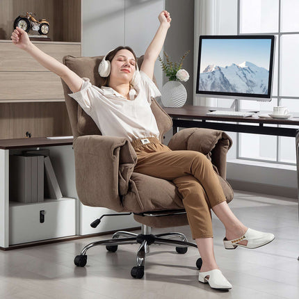 Ergonomisks biroja krēsls ar atgāžamu atzveltni un kāju balstu