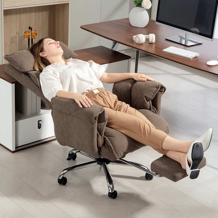 Ergonomisks biroja krēsls ar atgāžamu atzveltni un kāju balstu