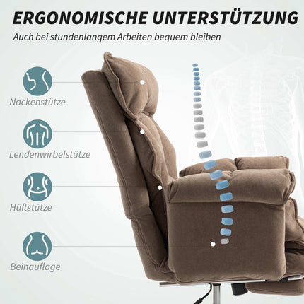Ergonomisks biroja krēsls ar atgāžamu atzveltni un kāju balstu