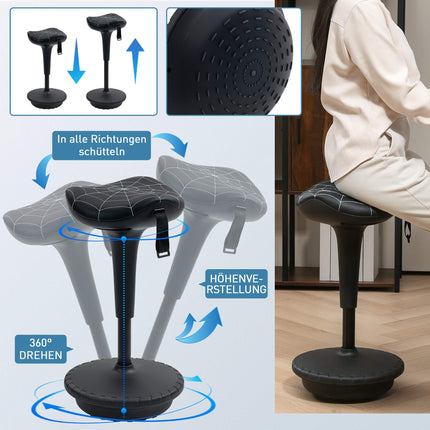 Ergonomisks stāvkrēsls ar regulējamu augstumu, melns
