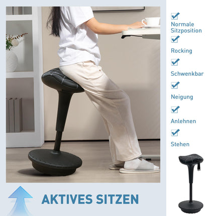 Ergonomisks stāvkrēsls ar regulējamu augstumu, melns
