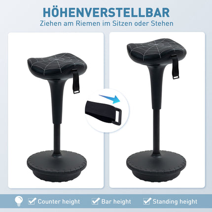Ergonomisks stāvkrēsls ar regulējamu augstumu, melns