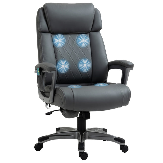 Biroja krēsls, grozāms, ar 6 masāžas punktiem, ergonomisks, mākslīgā āda, pelēks, 70x76,5x114-124 cm