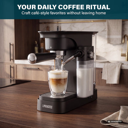 Espresso automāts ar piena putotāju 20 bāri 1400 W, 2 tases vienlaikus, 0,8 l