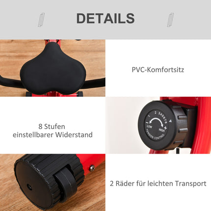 Velotrenažieris, velotrenažieris F-Bike, 1,5 kg spararats ar 8 līmeņu regulējamiem magnētiskās pretestības riteņiem, sarkans + melns
