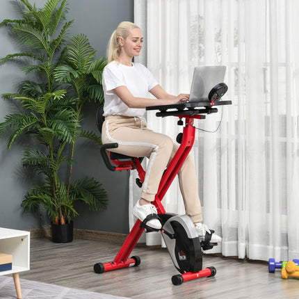 Velotrenažieris, velotrenažieris F-Bike, 1,5 kg spararats ar 8 līmeņu regulējamiem magnētiskās pretestības riteņiem, sarkans + melns