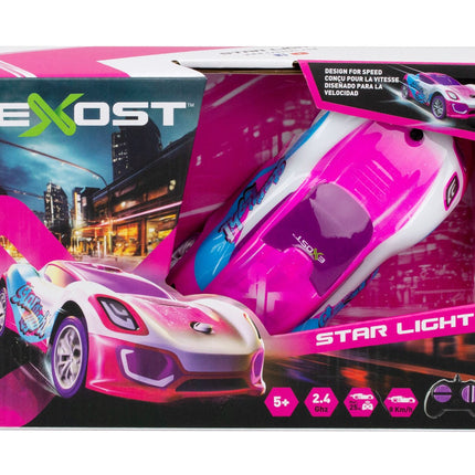 Exost radiovadāmā automašīna ar zvaigžņu gaismu, mērogs 1:28