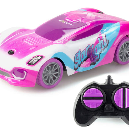 Exost radiovadāmā automašīna ar zvaigžņu gaismu, mērogs 1:28