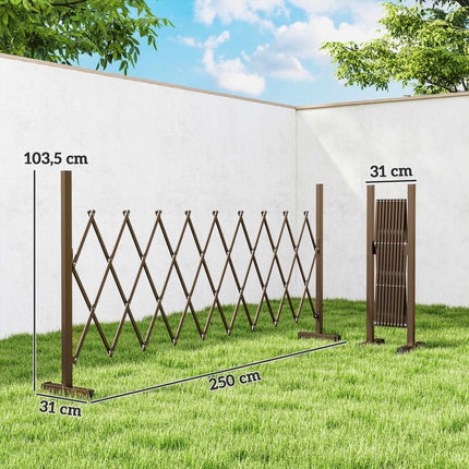 Izvelkams dārza žogs, alumīnija-dzelzs, brūns, 31-250 cm