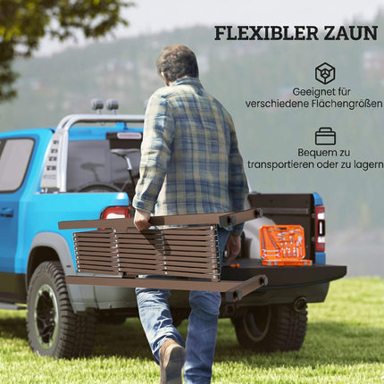 Izvelkams dārza žogs, alumīnija-dzelzs, brūns, 31-250 cm