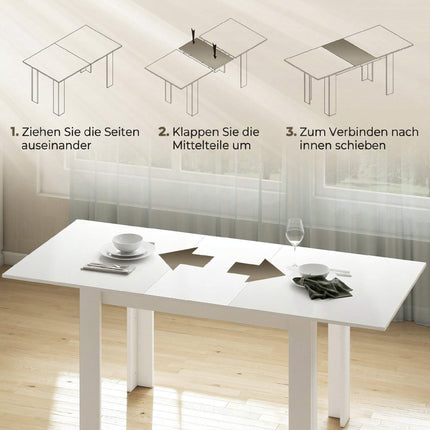 Izvelkams ēdamgalds, 140-180 x 80 cm, balts