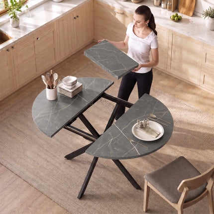 Izvelkams ēdamgalds, industriāls stils, melns MDF