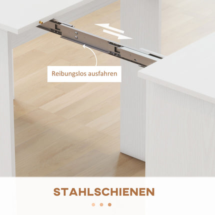 Izvelkams ēdamgalds, balts, 60-180 x 85 x 75 cm