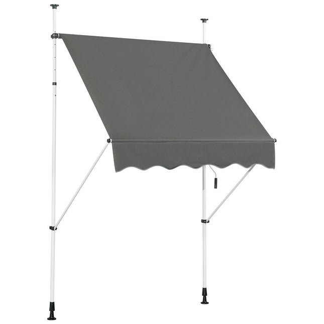 Izvelkama nojumes saules aizsardzība ar kloķi, regulējama augstuma markīze 150 x 120 cm pelēka