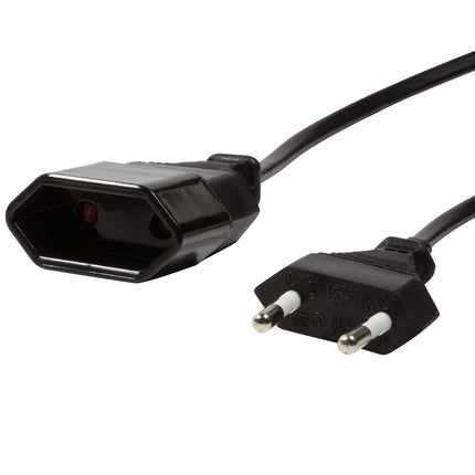 Extension cable Ungrounded Euro Black 3m