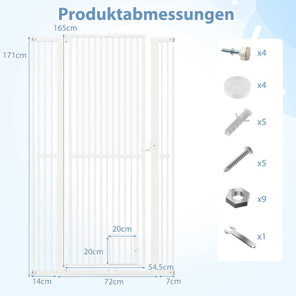 Īpaši augsti mājdzīvnieku vārtiņi, metāla, 77-104 cm plati, 171 cm augsti