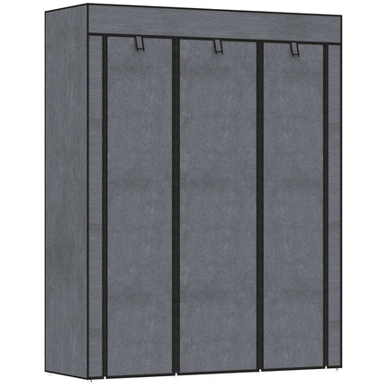 Auduma skapis, skapis ar drēbju stieņiem, 8 līmeņi, saliekams skapis, saliekams skapis guļamistabai, priekšnamam, neausts audums, tumši pelēks, 125 x 43 x 162,5 cm