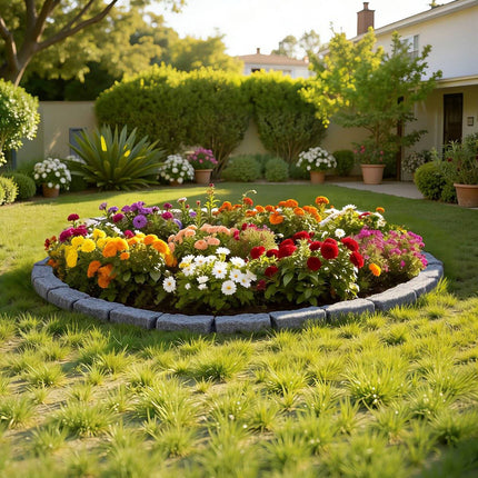 Faux Stone Landscape Edging, 46.4 in, 4-Pack Gray with Spikes