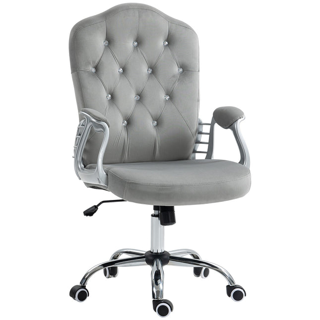 Mākslīgās ādas biroja krēsls, ergonomisks rakstāmgalda krēsls ar šūpošanās funkciju, 360° rotējošs, regulējams augstums, līdz 120 kg, gaiši pelēks