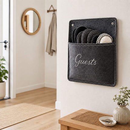 Filca viesu čību komplekts, 6 pāri, pelēks, neslīdošs, unisex