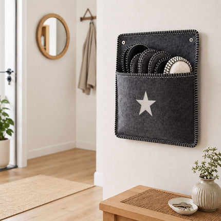 Filca viesu čību komplekts, 6 pāri, pelēks, neslīdošs, unisex