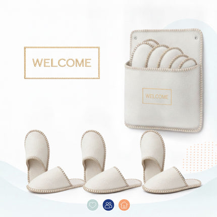 Filca viesu čību komplekts, 6 pāri, neslīdošas, unisex, ar maisiņu