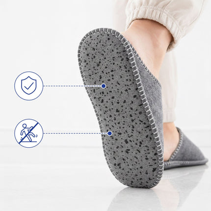 Felt Guest Slippers Set, Non-Slip, 6 Pairs, Gray
