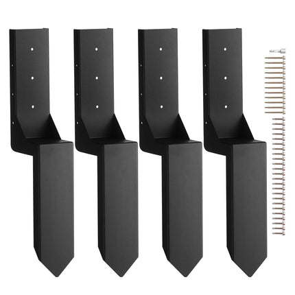 Fence Post Anchor Repair Kit, 4-Pack 3.5x3.5 Steel Ground Spikes