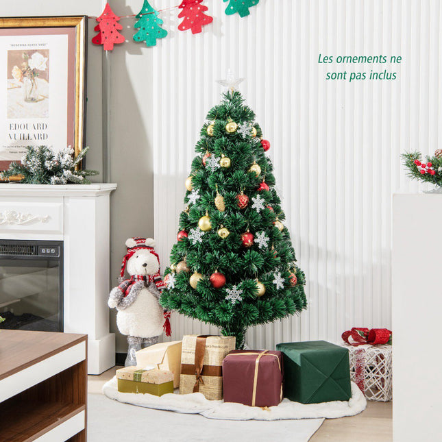 Optiskā šķiedras Ziemassvētku eglīte 120 cm, LED gaismiņas, sniegpārslas