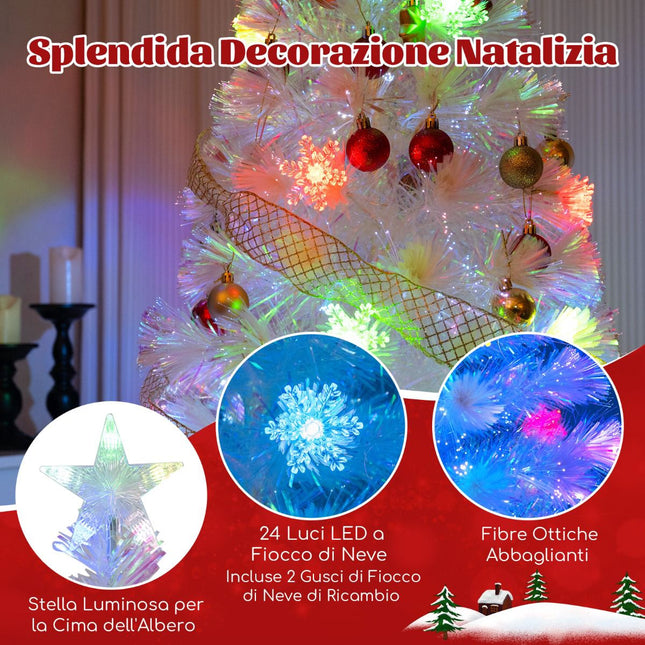 Optiskās šķiedras Ziemassvētku eglīte 150 cm, 24 LED, zvaigznes formas augšdaļa