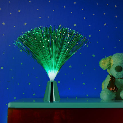 Stiklšķiedras LED lampa ar krāsas maiņu, darbināma ar baterijām