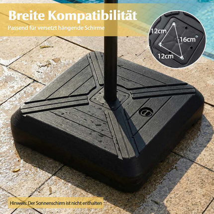 Piepildāma, izturīga lietussarga pamatne ar riteņiem, 81 cm kvadrātveida