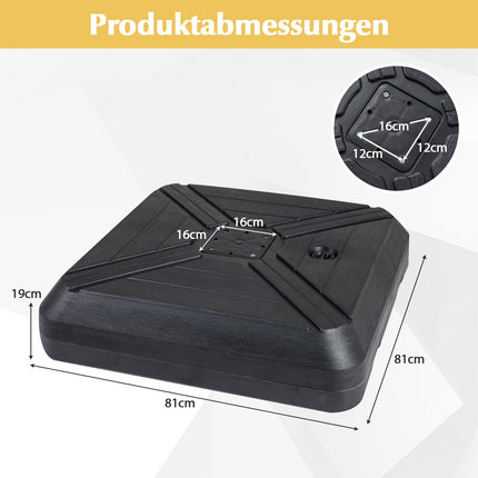 Piepildāma, izturīga lietussarga pamatne ar riteņiem, 81 cm kvadrātveida