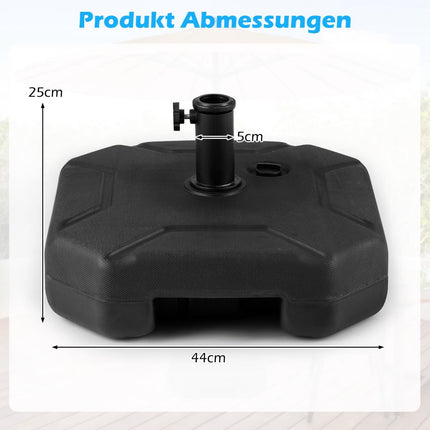 Piepildāma lietussarga pamatne, 17,5 l ūdens vai 30 kg smilšu, HDPE