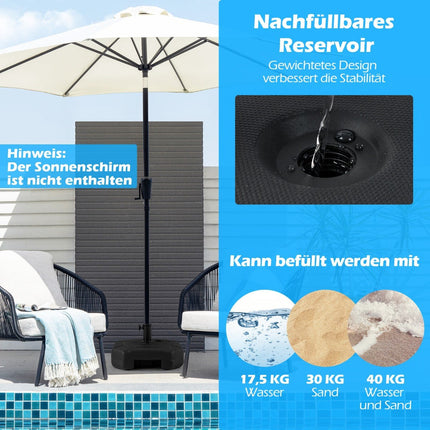 Piepildāma lietussarga pamatne, 17,5 l ūdens vai 30 kg smilšu, HDPE