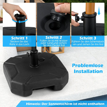 Piepildāma lietussarga pamatne, 17,5 l ūdens vai 30 kg smilšu, HDPE