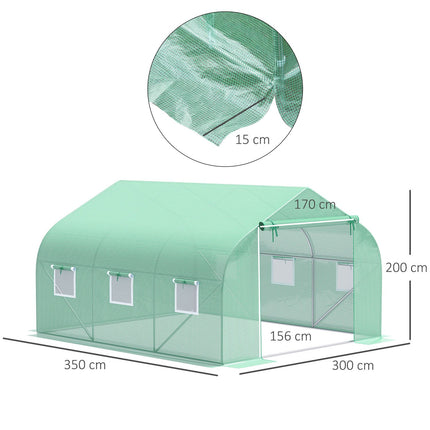 Plēves siltumnīca Plēves siltumnīca Siltumnīca Aukstā karkasa augu māja Tomātu māja Divslīpju jumts 350 × 300W × 200H cm