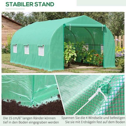 Plēves siltumnīca Plēves siltumnīca Siltumnīca Aukstā karkasa augu māja Tomātu māja Divslīpju jumts 450 × 300P × 205A cm