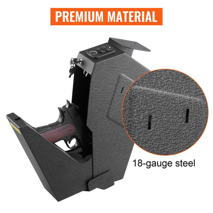 Fingerprint Handgun Safe, Steel, Keypad and Key Access